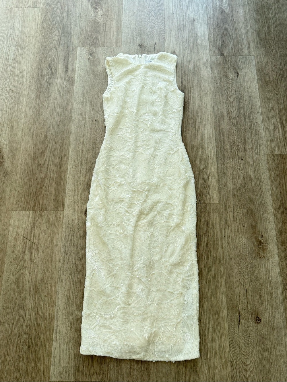 helsi alex white all over sequin embellished sleevless maxi gown dress size XS